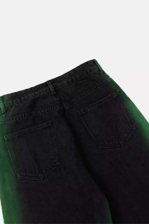 Concert Outfit Hip-Hop Green Hand-Painted Dirty Jeans