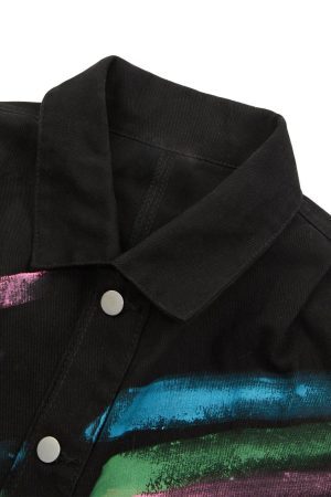 Concert Outfit Hip-Hop Hand-Painted Graffiti Denim Jacket