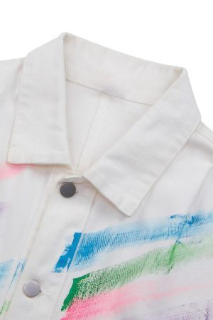 Concert Outfit Hip-Hop Hand-Painted Graffiti Denim Jacket