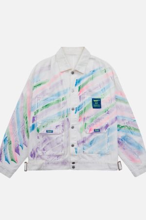 Concert Outfit Hip-Hop Hand-Painted Graffiti Denim Jacket