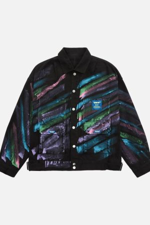 Concert Outfit Hip-Hop Hand-Painted Graffiti Denim Jacket