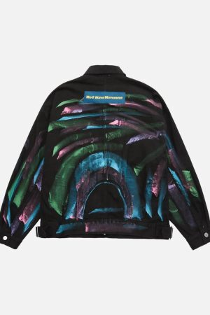 Concert Outfit Hip-Hop Hand-Painted Graffiti Denim Jacket