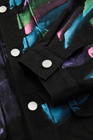 Concert Outfit Hip-Hop Hand-Painted Graffiti Denim Jacket