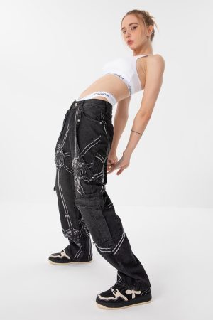 Concert Outfit Hip-Hop High Street Spider Web Jeans