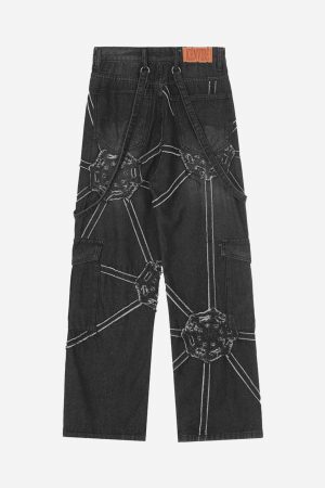 Concert Outfit Hip-Hop High Street Spider Web Jeans