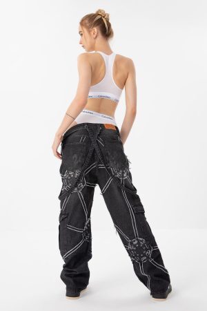 Concert Outfit Hip-Hop High Street Spider Web Jeans
