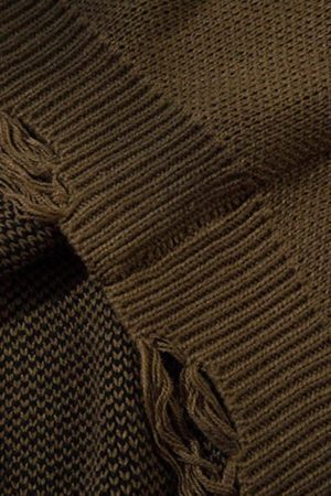 Concert Outfit Hip-Hop Lazy Style Butterfly Jacquard Ripped Sweater