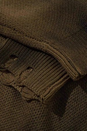 Concert Outfit Hip-Hop Lazy Style Butterfly Jacquard Ripped Sweater