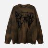 Concert Outfit Hip-Hop Lazy Style Butterfly Jacquard Ripped Sweater