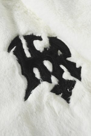 Concert Outfit Hip-Hop Letter Stand Collar Fur Jacket