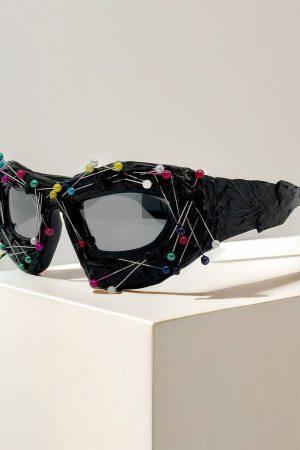 Concert Outfit Hip Hop Punk Beaded Sunglasses