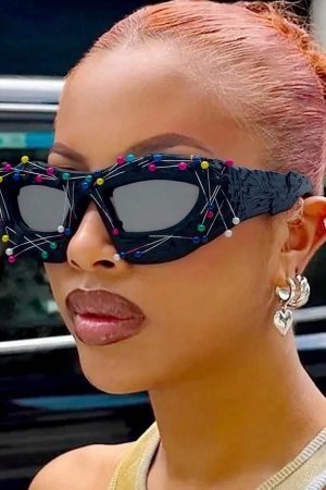 Concert Outfit Hip Hop Punk Beaded Sunglasses