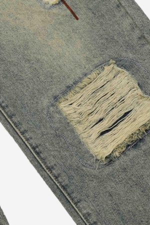 Concert Outfit Hip Hop Retro Patch Denim Jeans