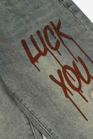 Concert Outfit Hip Hop Retro Patch Denim Jeans