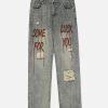 Concert Outfit Hip Hop Retro Patch Denim Jeans