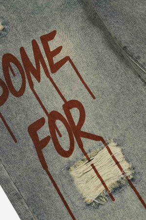 Concert Outfit Hip Hop Retro Patch Denim Jeans