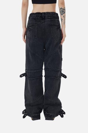 Concert Outfit Hip-Hop Retro Wash Denim Straight-Leg Pants