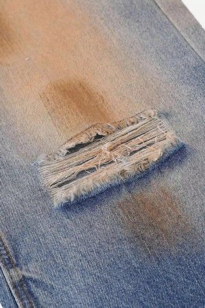 Concert Outfit Hip-Hop Ripped Mud-Dyed Jeans