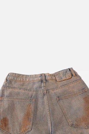 Concert Outfit Hip-Hop Ripped Mud-Dyed Jeans