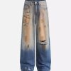 Concert Outfit Hip-Hop Ripped Mud-Dyed Jeans