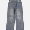 Concert Outfit Hip-Hop Shining Cross Hot Diamond Distressed Washed  Baggy Jeans