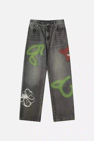 Concert Outfit Hip Hop Street Graffiti Jeans