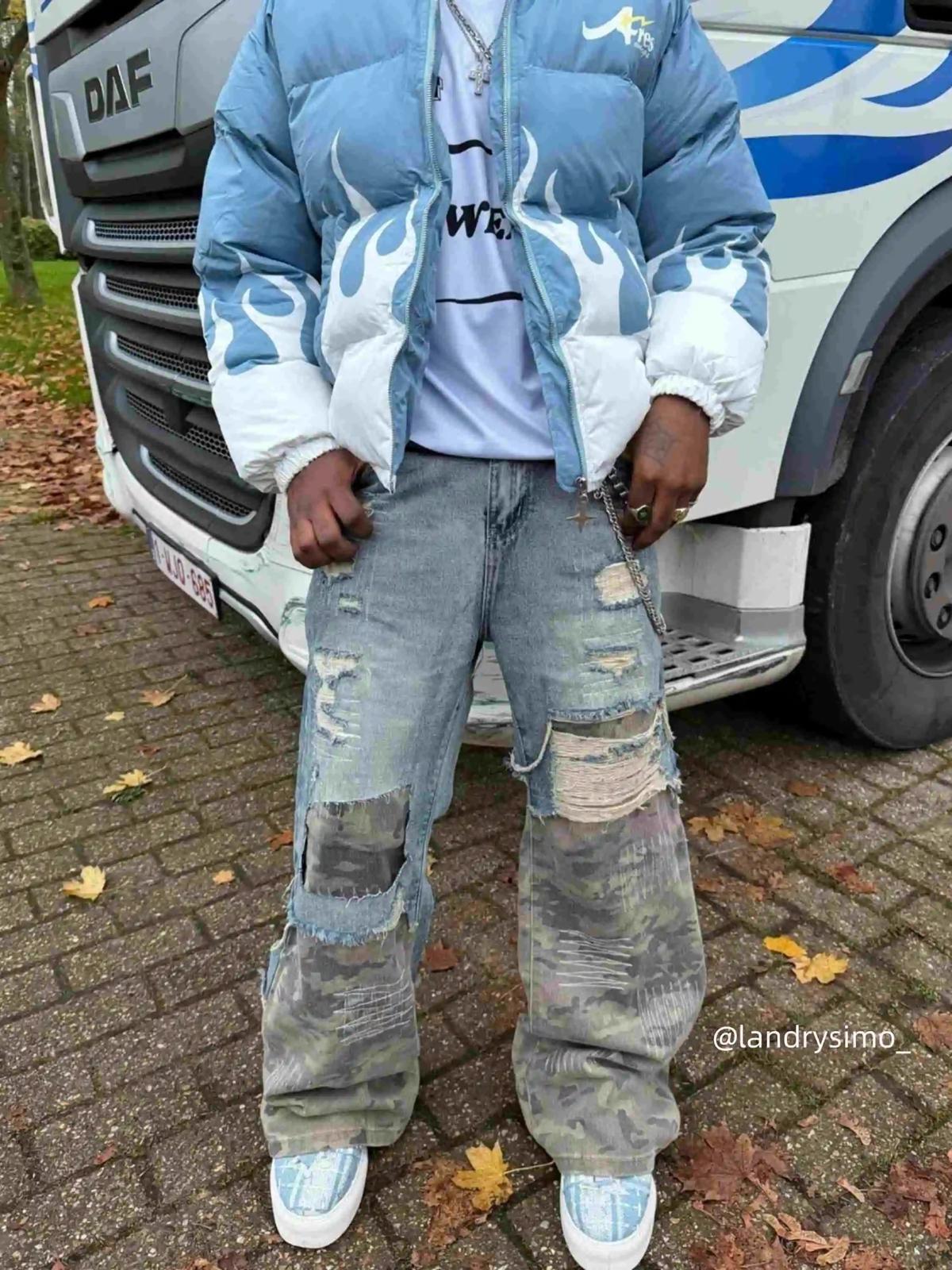 Concert Outfit Hip Hop Street Heavy Duty Ripped Jeans Concert Outfit Hip Hop Street Heavy Duty Ripped Jeans