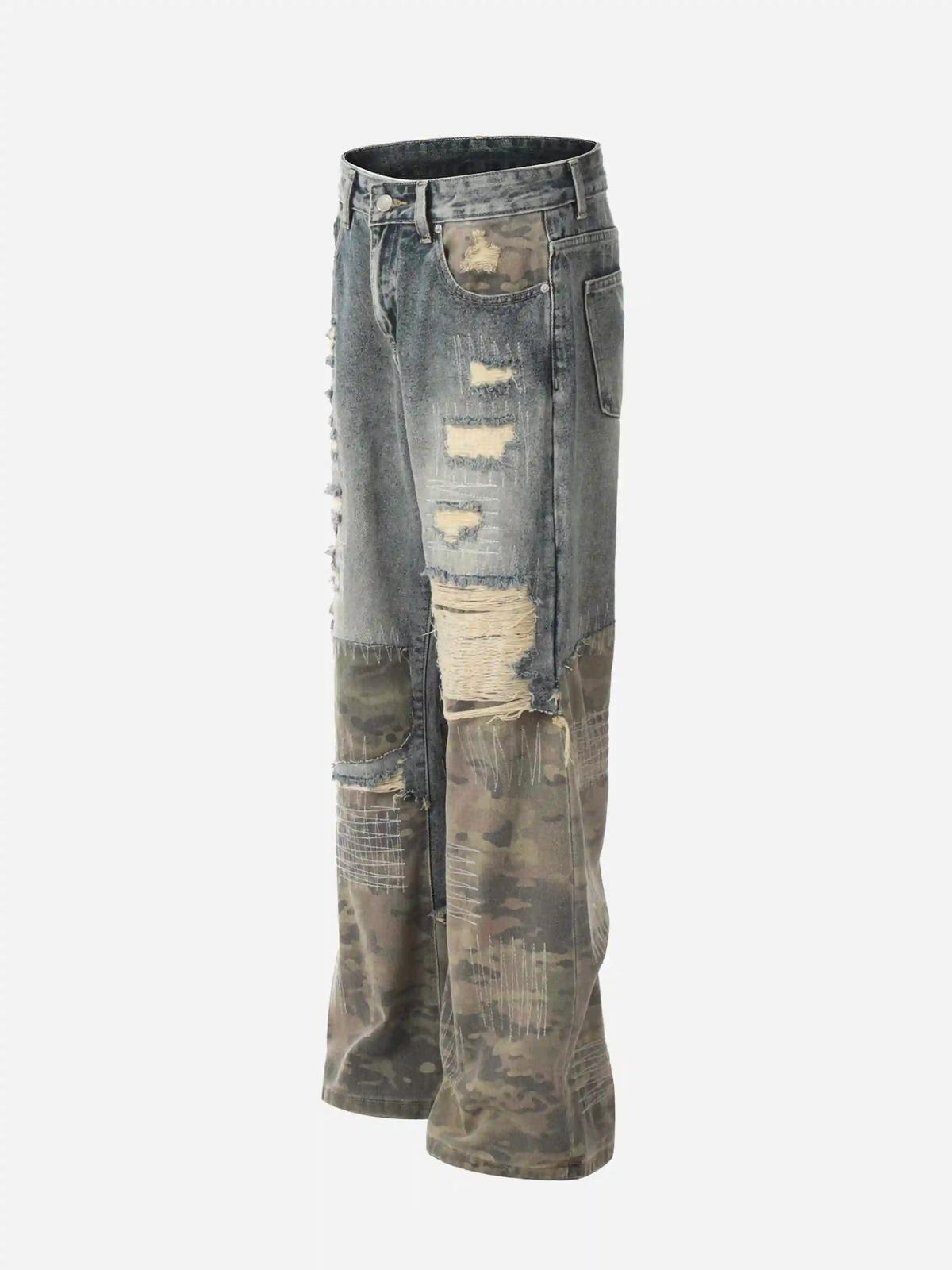 Concert Outfit Hip Hop Street Heavy Duty Ripped Jeans Concert Outfit Hip Hop Street Heavy Duty Ripped Jeans