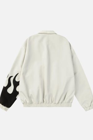 Concert Outfit Hip Hop Street Patches Flame Lapel Jacket