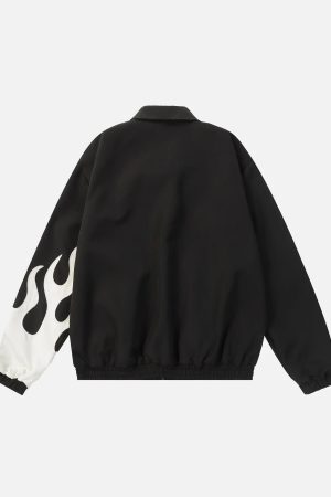 Concert Outfit Hip Hop Street Patches Flame Lapel Jacket