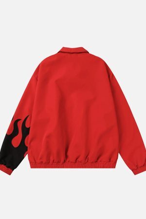Concert Outfit Hip Hop Street Patches Flame Lapel Jacket