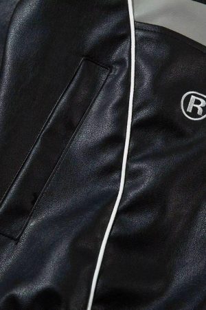 Concert Outfit Hip-Hop Street Style Stitching Pu Motorcycle Jacket