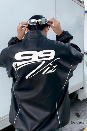 Concert Outfit Hip-Hop Street Style Stitching Pu Motorcycle Jacket