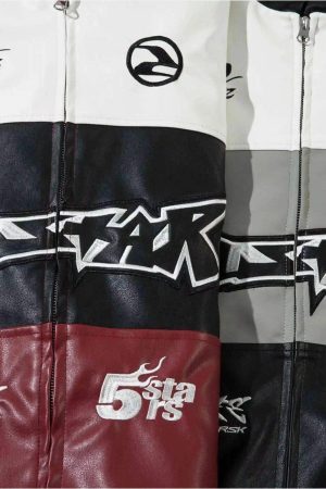 Concert Outfit Hip-Hop Street Style Stitching Pu Motorcycle Jacket