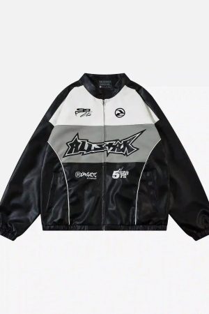 Concert Outfit Hip-Hop Street Style Stitching Pu Motorcycle Jacket