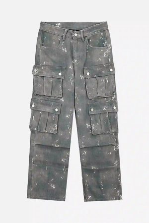 Concert Outfit Hip-Hop Style Ink-Splashed Camouflage Y2K Jeans