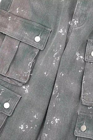 Concert Outfit Hip-Hop Style Ink-Splashed Camouflage Y2K Jeans