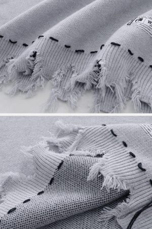 Concert Outfit Hole Raw Edge Sweater Vest