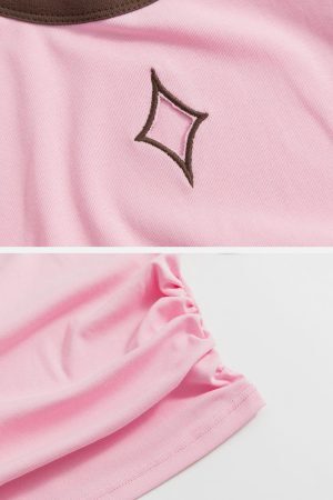 Concert Outfit Hollow Embroidery Pleating Tee