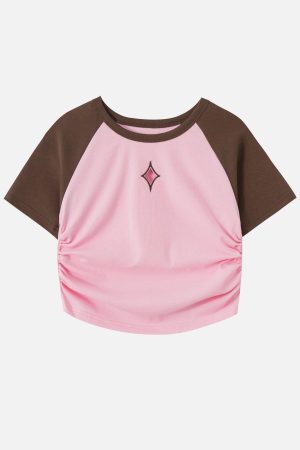 Concert Outfit Hollow Embroidery Pleating Tee