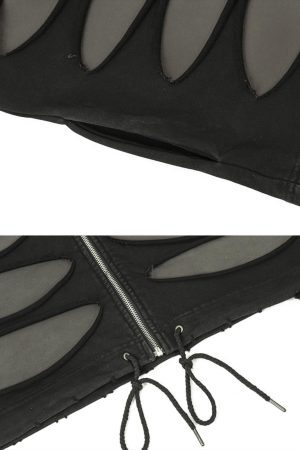 Concert Outfit Hollow Hole Zipper Hoodie