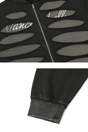 Concert Outfit Hollow Hole Zipper Hoodie
