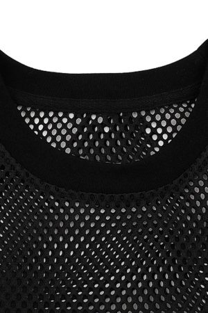 Concert Outfit Hollow Sports Mesh Embroidered Letters Vest