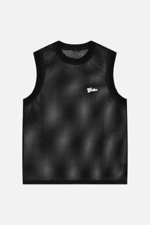 Concert Outfit Hollow Sports Mesh Embroidered Letters Vest