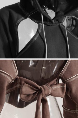 Concert Outfit Hollowed Back Tie-Bow Hoodie