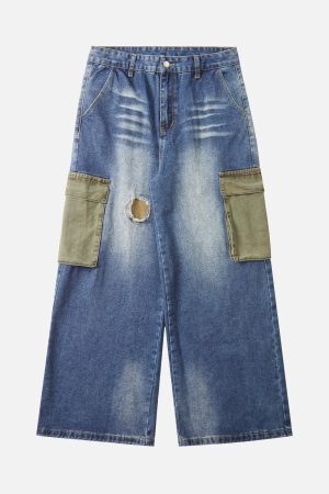 Concert Outfit Homemade Large Pocket Cargo Jeans