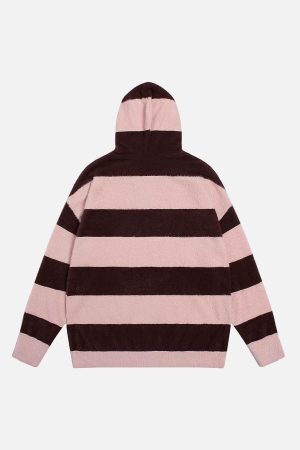 Concert Outfit Hooded Striped Knit Sweater
