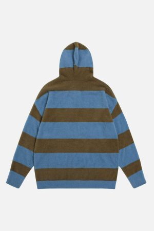 Concert Outfit Hooded Striped Knit Sweater