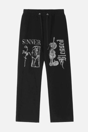 Concert Outfit Hot Diamond Craft Design Print Pants