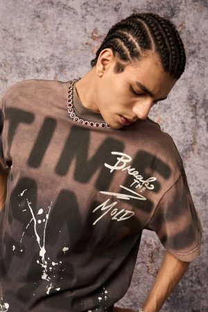 Concert Outfit Ink Splash Letter Print T-Shirt